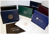 Vinyl Heat Sealed Diploma Holders with imprinted logos.